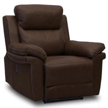 Imagem de Poltrona do Papai Retrátil Reclinável Elétrica Imperial L06 Couríssimo Marrom Escuro - Lyam Decor