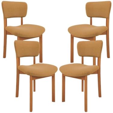Imagem de Kit 04 Cadeiras Para Sala de Jantar Cozinha Living Estofada Dara L02 Bouclê Mostarda - Lyam Decor