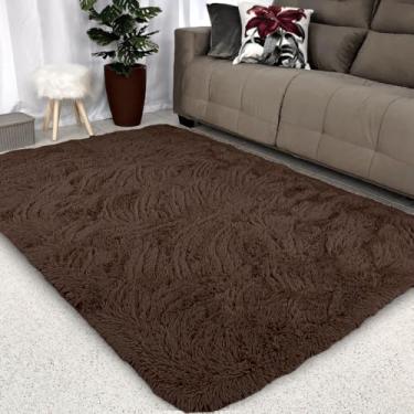Imagem de Tapete Sala 1,00 X 1,50 Peludo Shaggy Macio Quarto Felpudo (Chocolate)