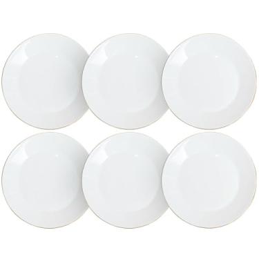 Imagem de Jogo de Pratos de Raso Catarina em Opaline com Fio de Ouro 27cm 6 peças - Hauskraft