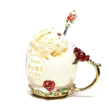 Imagem de Guon-Wuvl Xícara de chá de vidro floral - presente ideal para tia da sobrinha sobrinho, perfeito para Natal, aniversário, dia das mães, novo presente com estampa de Best Aunt Ever