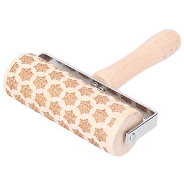 Imagem de GLOGLOW Rolo de Massa Gravado Em Madeira para Produtos de Panificação, 15 X 18 Cm, para Biscoitos, Doces, Pizza, Cozimento de Férias, Rolo de Massa de Natal, Nan (pequeno floco de neve)