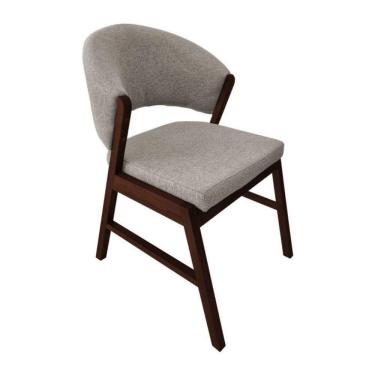 Imagem de Cadeira De Jantar Madeira Maciça Débora Linho Premium Castanho;Bege Linho