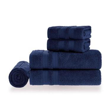Imagem de Jg Toalha Banhão Karsten Únika 5 Pcs 100% Algodão Azul Naval