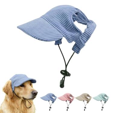 Imagem de Boné de beisebol para animais de estimação com orifícios de orelha - chapéu de viseira de sol multicolorido para cães e gatos, chapéu de praia de verão e outono para filhotes e gatinhos (azul, PP)