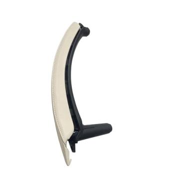 Imagem de Maçaneta interna esquerda e direita da porta do passageiro com conjunto de capa de couro compatível com BMW X5 X6 E70 E71 E72 2007-2014(Right Creamy)