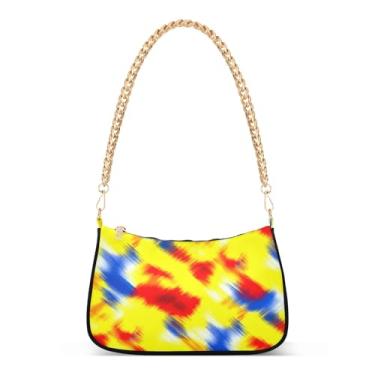 Imagem de Bolsa de ombro com corrente gradiente colorida abstrata, bolsa feminina Hobo para uso diário e noturno