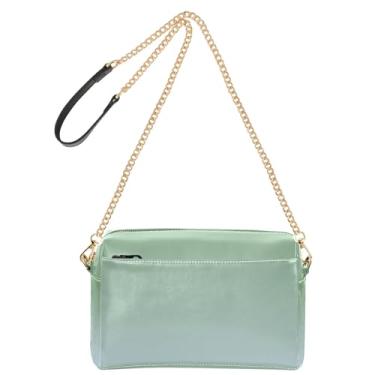 Imagem de Joitme Dinossauro verde elegante azul gradiente bolsa feminina bolsa tiracolo bolsa para celular linda bolsa de ombro de couro PU com alça de corrente