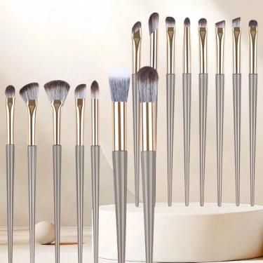 Imagem de 15 pincéis de maquiagem, pincel de polimento de base, corretivo, ferramentas de maquiagem, cabo longo, base oblíqua, pincel de maquiagem