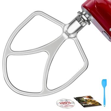 Imagem de Batedor plano de aço inoxidável polido para batedeira KitchenAid 5-6Qt Bowl-Lift, acessórios de pá não revestidos se encaixam perfeitamente no mixer KitchenAid, pode ser lavado na lava-louças,
