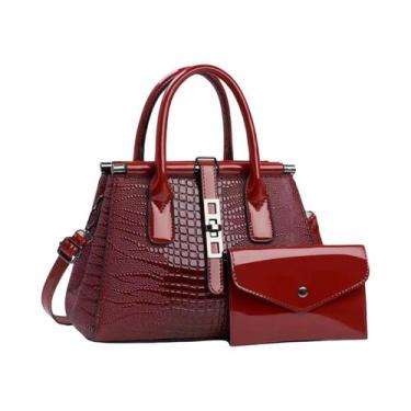 Imagem de Bolsa De Ombro De Couro Com Padrão De Crocodilo De Grande Capacidade P