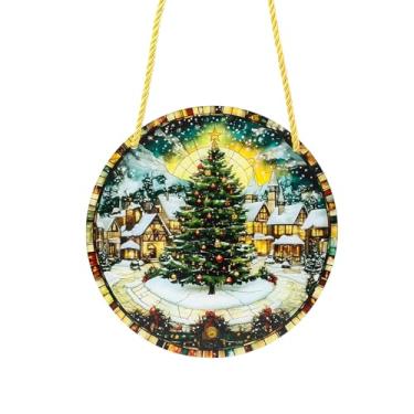 Imagem de Enfeite de disco de acrílico de Papai Noel de Natal para árvore, parede, janela, decoração de festa em casa (P)