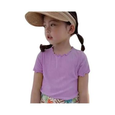 Imagem de Camiseta Listrada De Seda Gelada Para Meninas Estilo Coreano Manga Cur