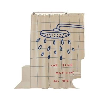 Imagem de Cortina De Chuveiro À Prova d'Água Estilo Coreano Anti-Mofo Sem Perfur