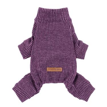 Imagem de Fitwarm Pijama de malha para cães com gola falsa, roupas quentes de inverno para cães pequenos, meninos e meninas, macacão para animais de estimação, roxo, pequeno