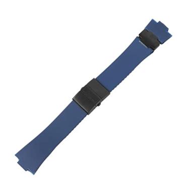 Imagem de GAFNED Pulseira de relógio de silicone para Ulysse-Nardin Marine pulseira de borracha impermeável esportiva 25 x 12 mm relógios masculinos esportivos (conjunto azul e preto)