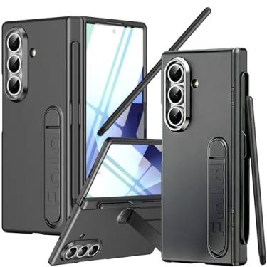 Imagem de YQODSZ Capa para Samsung Galaxy Z Fold 7 com suporte para caneta S e Stylus e suporte, protetor de tela de vidro embutido capa protetora de dobradiça cobertura total à prova de choque fina capa