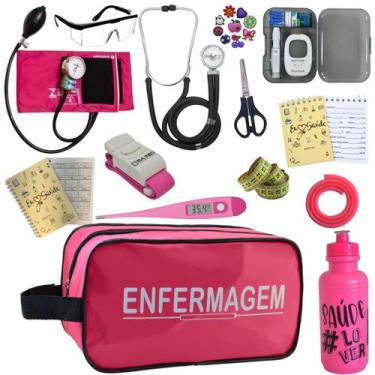 Imagem de Kit Enfermagem Aparelho de Pressão Estetoscópio Medidor Glicose - PREM