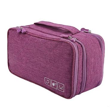 Imagem de GLOGLOW Saco de Armazenamento Organizador Portátil de Armazenamento de Viagem, Poliéster à Prova d'água, Grande Capacidade para sutiã, Roupa íntima, Meias, 28x16x12,5cm, Suprimentos de Preto Cinza