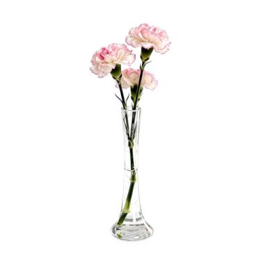 Imagem de Vaso com botão de vidro soprado à mão, 25 cm de altura, com haste única, haste única, vasos florais decorativos de boca pequena para centros de mesa de casamento, decoração de casa