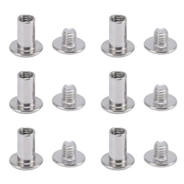 Imagem de Dioche CONJUNTO DE PORCAS E PREGOS DE REBITE DE AÇO INOXIDÁVEL M5 REBITES DE CABEÇA REDONDA PLANA DURÁVEL PARA ÁLBUNS E SCRAPBOOKS DE COURO 50 PARES 0,24x0,39x0,43IN