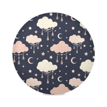 Imagem de Wassud Jogo americano com nuvens e lua, tapetes redondos para cozinha e jantar, tapetes laváveis e resistentes ao calor, decoração de mesa 39 cm
