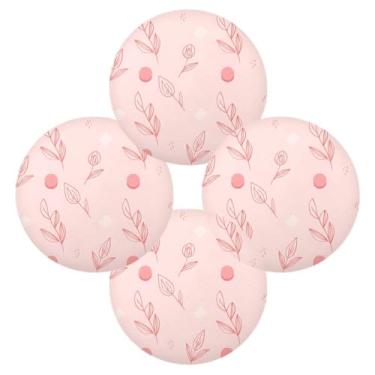 Imagem de Wassud Jogo americano conjunto de 4 folhas tapetes de mesa redondos para cozinha e jantar tapetes laváveis resistentes ao calor decoração de mesa 39 cm