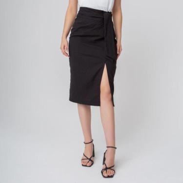 Imagem de Saia susie midi com laço feminina - Susie Modas, Preto, M, 10 unidades
