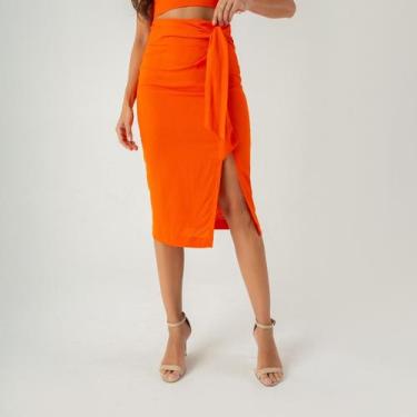 Imagem de Saia susie midi com laço feminina - Susie Modas, Laranja, M, 10 unidad