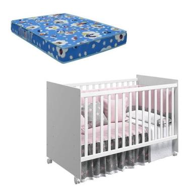 Imagem de Berço Americano Tico Branco Acetinado com Colchão Ortobom - Reller