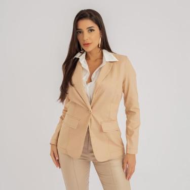 Imagem de Blazer  susie alongado jeans feminino, Bege, P