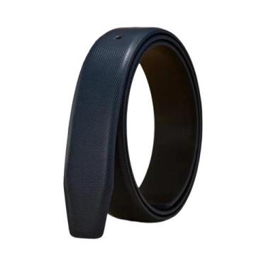 Imagem de Cinto De Couro Genuíno Masculino Azul Liso 3,3cm De Largura Sem Fivela