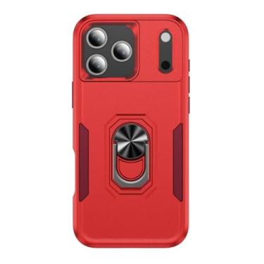 Imagem de Capa à prova de choque para iPhone 17/17 Air/17 Pro/17 Pro Max, capa protetora contra quedas de grau militar, à prova de queda, capa de suporte de sucção magnética montada no carro (vermelho, 17 Pro)