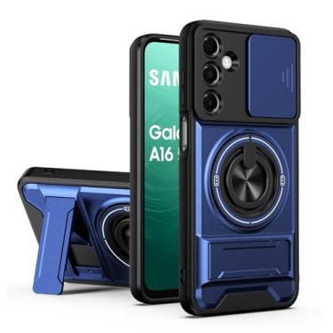 Imagem de SORAKA Capa para Samsung Galaxy A16 5G com suporte,proteção de lente com janela e capa dupla de PC e TPU compatível com suporte magnético para carro