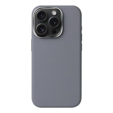 Imagem de ZYDADA Capa ultrafina para iPhone 15 Pro Max/15 Pro/15 Plus/15, proteção elevada para câmara, capa de couro estilo empresarial agradável para a pele