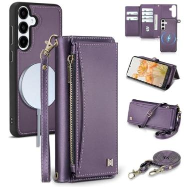 Imagem de BLISLIAR Capa carteira para Samsung Galaxy S25 Plus com porta-cartões/carteira/alça transversal | Bloqueio RFID | Magnético | Suporte | Destacável | Capa de telefone de couro PU para Galaxy S25+, 6,7