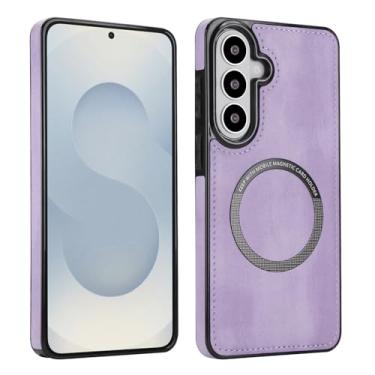 Imagem de Capa magnética fina para carregamento sem fio para Samsung Galaxy S26, capa híbrida fina com anel magnético para carregador sem fio, suporte magnético para carro e carteira, capa protetora à prova de