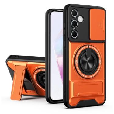 Imagem de SORAKA Capa para Samsung Galaxy A55 5G com suporte,proteção de lente com janela e capa dupla de PC e TPU compatível com suporte magnético para carro