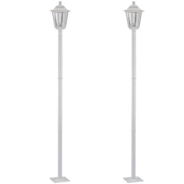 Imagem de Conjunto 2 Postes de Jardim Luminária Externa 1,71m Colonial Branco Dital Iluminação Praças