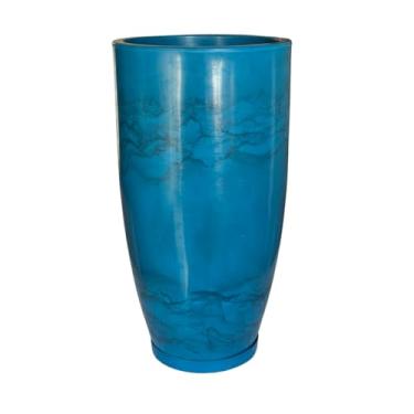 Imagem de Vaso Grande Liso Polietileno P/plantas Redondo Marmorizado Jardim Varanda (Azul Petróleo)