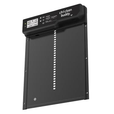 Imagem de Porta de galinheiro automática movida a energia solar com visor LCD, temporizador e sensor de luz, 4 modos de operação, estrutura de liga de alumínio, controle remoto de 20 m – porta segura e