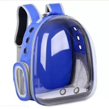 Imagem de Mochila Panorâmica Pet – Mochila Espacial para Cachorro e Gato com Visor Bolha - Passeio, Viagem, Pet Shop(Azul)