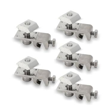 Imagem de FLEXMAN Aba de aterramento, 5 peças de terminais de aterramento de painel solar, conectores enterrados com clipe de terra, lâmina de aterramento de proteção contra trovão para suporte de telhado