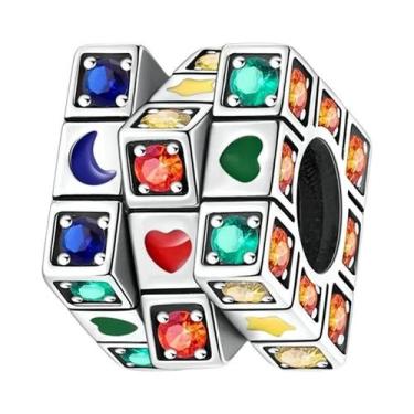 Imagem de Pingente De Prata Esterlina 925 Em Forma De Cubo Mágico Para Mulheres,