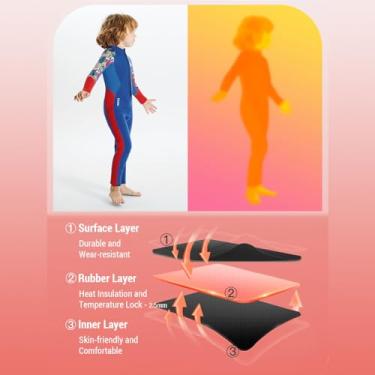 Imagem de Roupa de mergulho térmica de neoprene de 2,5 mm para meninos, roupa de banho térmica com proteção UV para natação, surf, esportes aquáticos, tamanho S M L XL XXL (M)