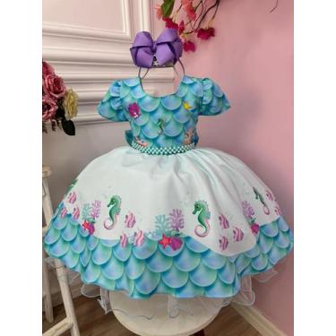 Imagem de Vestido Infantil Fundo do Mar Luxo Com Pérolas Festas - clubinho, 01