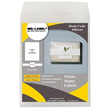 Imagem de Mr-Label Etiqueta de sabão branco imprimível de 2,5 cm x 20 cm - Etiqueta de banda de charuto - Etiquetas em branco autoadesivas à prova d'água para jato de tinta e impressora a laser - para barras de