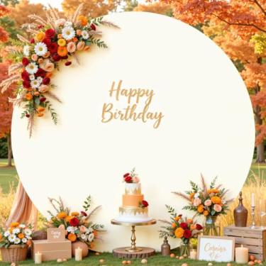 Imagem de Capa de fundo redondo marfim 2 m elástico círculo arco capa de casamento capa de arco redondo capa para chá de panela, chá de bebê, sessão de fotos, balão, arco de festa de aniversário, decoração de