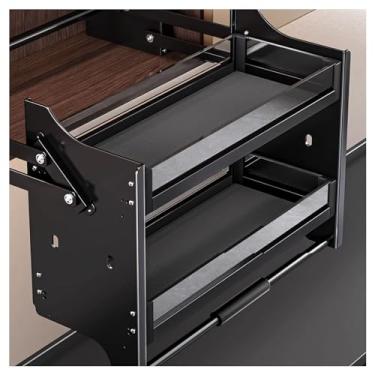 Imagem de ZDJZMGZ Cesta de elevação de prateleira de cozinha, prateleira de armário de puxar para baixo, altura ajustável, adequada para cozinha, bar, armário de café e despensa, rolamento de carga 20 kg (610 x