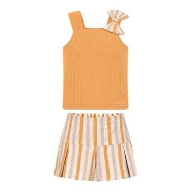 Imagem de Conjunto Infantil Menina Blusa/Short Saia Laranja Alakazoo-Feminino